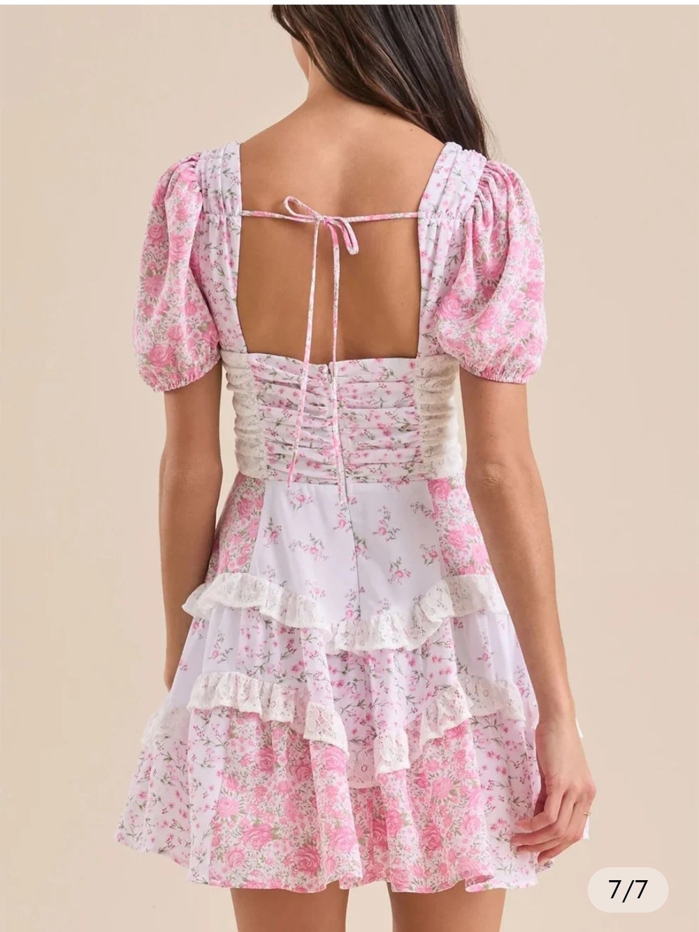 Altar'd State Aderny Patchwork Pink Floral Ruffle Mini Dress - Picture 2 of 5
